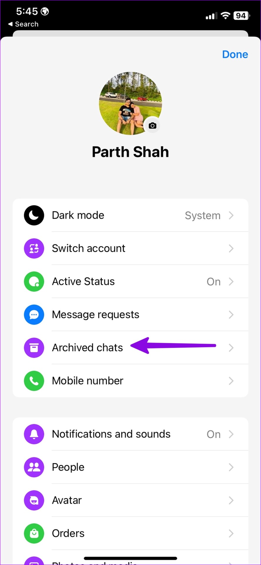 archived chats on Facebook Messenger for iPhone