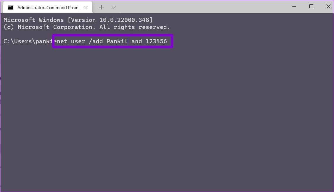 Create New User Account Using Command Prompt