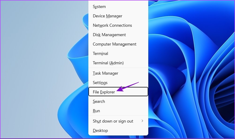 File Explorer in Power user menu