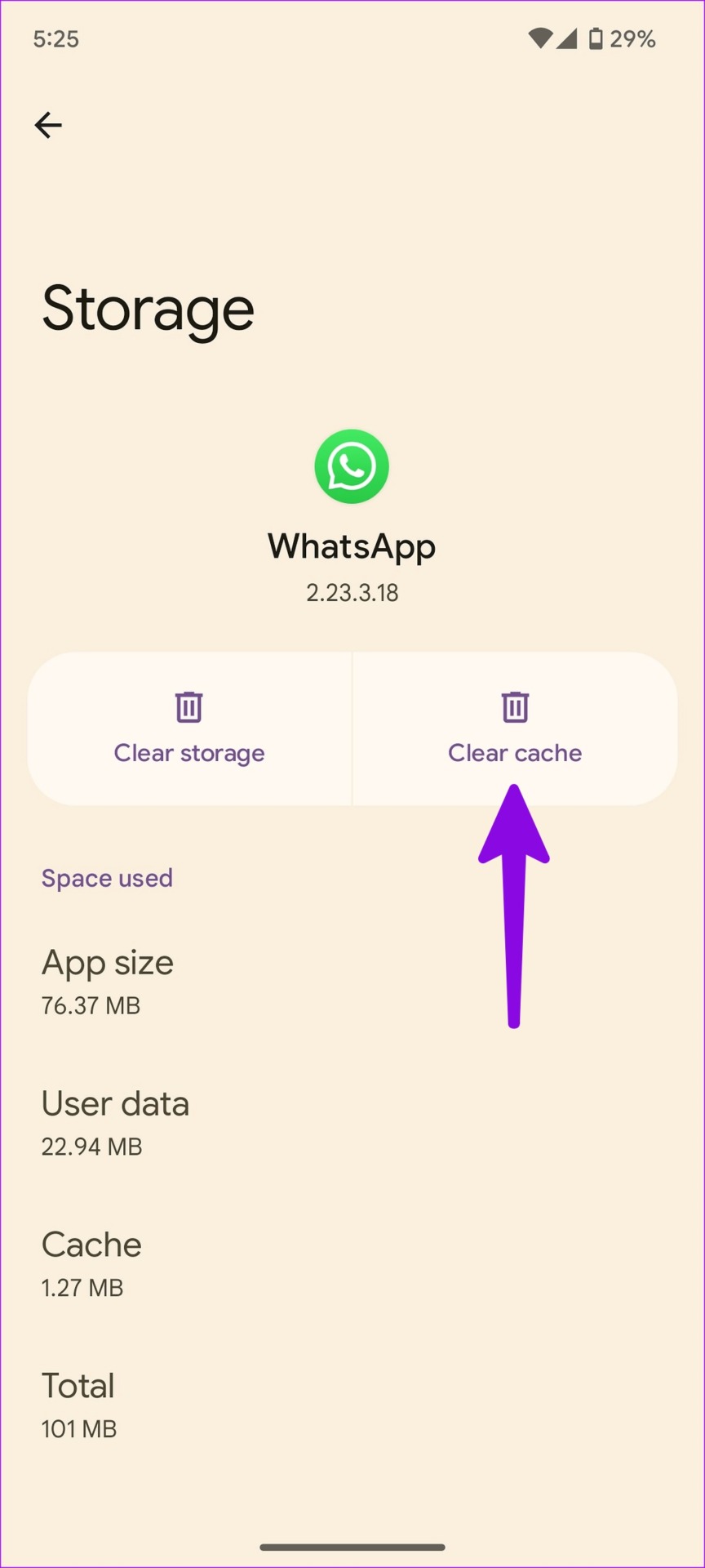 clear cache for WhatsApp