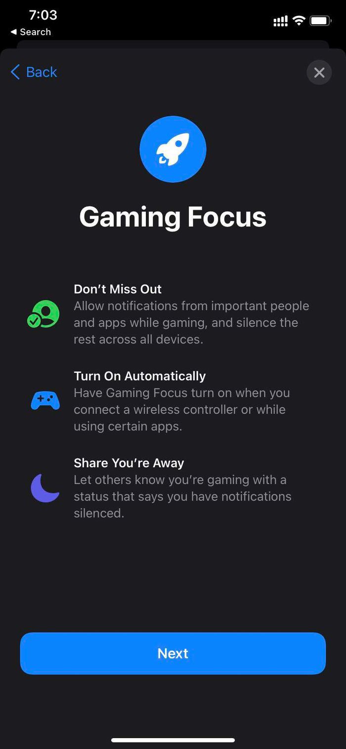 Gaming focus profile