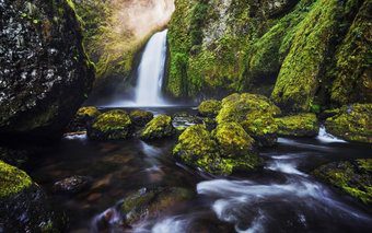 Green Moss Waterfall 4K 1280X800 1024X640