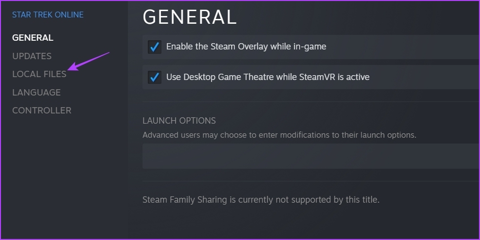Local files option of the Steam client