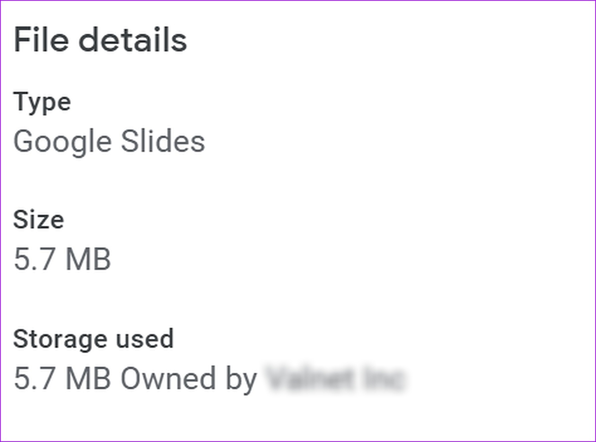 file size on google drive