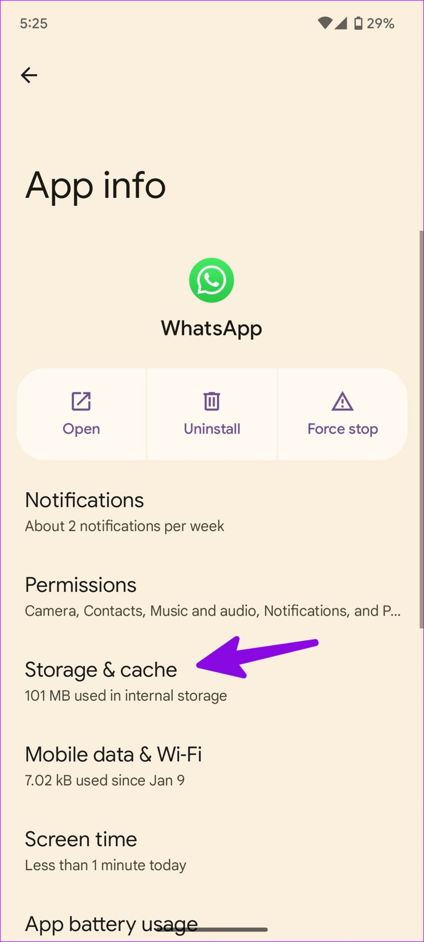 open storage and cache for WhatsApp