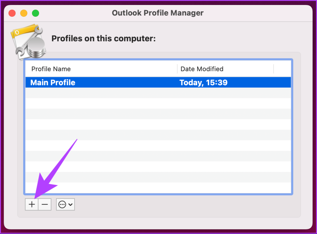 Outlook Profile Manager window