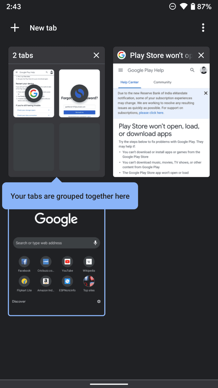 Google chrome tabs