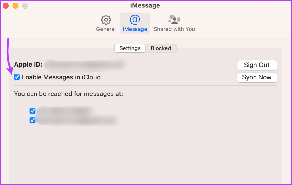 Enable Messages in iCloud